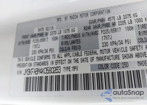 2019 Mazda Cx-5 Sport из США, поврежденный, VIN JM3KFABM4K0580263